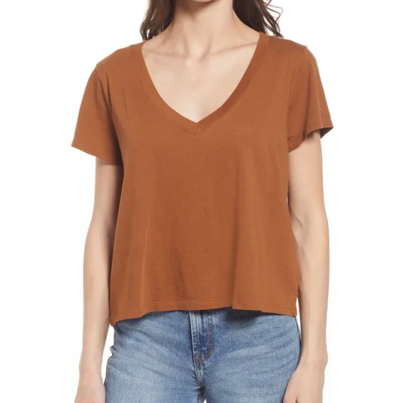NWT Madewell softfade cotton V-neck tee - fig color Size XS - Picture 2 of 7